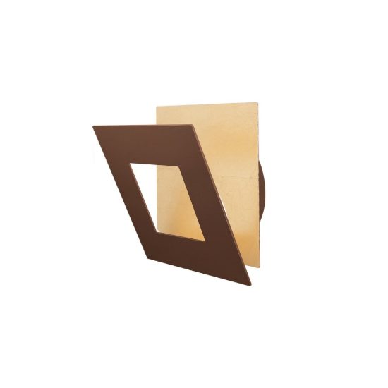 Applique quadrata corten oro per soggiorno led 18w 3000k 18cm