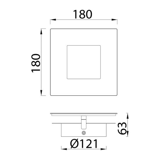 Applique quadrata corten oro per soggiorno led 18w 3000k 18cm
