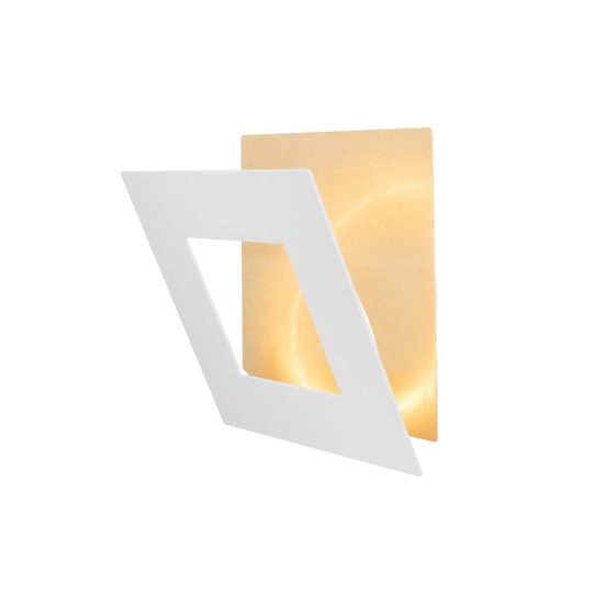 Applique led 24w 3000k 22cm quadrata bianco oro per soggiorno