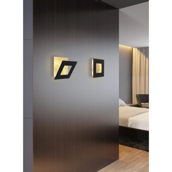 Applique per salotto quadrata nero oro led 24w 3000k 22cm