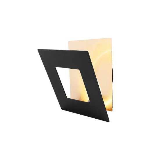 Applique per salotto quadrata nero oro led 24w 3000k 22cm