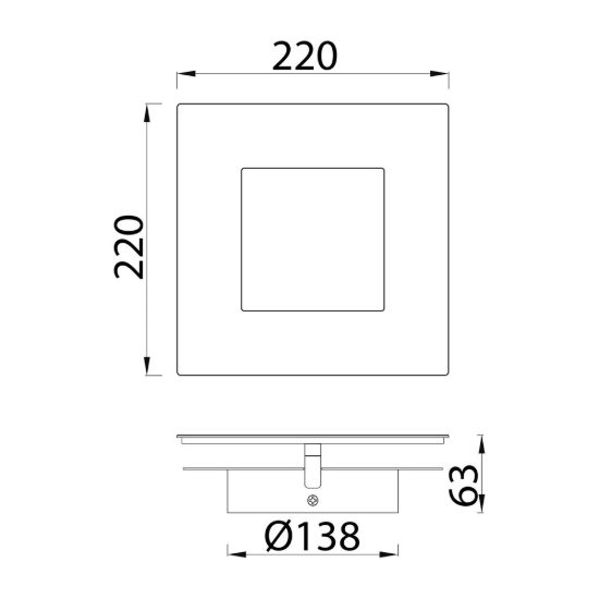 Applique per salotto quadrata nero oro led 24w 3000k 22cm