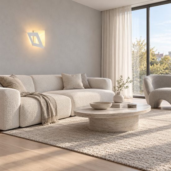 Applique design led 40w 3000k 40cm quadrata bianca per soggiorno