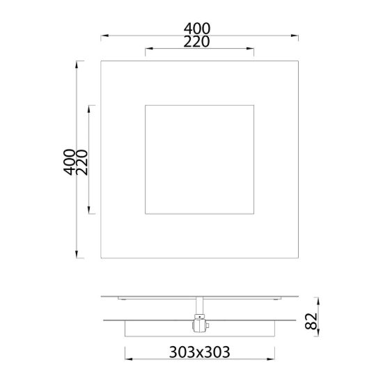 Applique design led 40w 3000k 40cm quadrata bianca per soggiorno