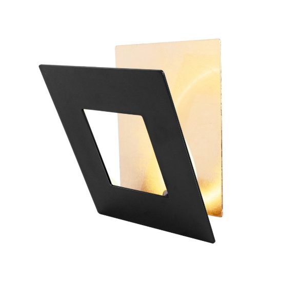 Applique per salotto design quadrata nero oro led 40w 3000k 40cm