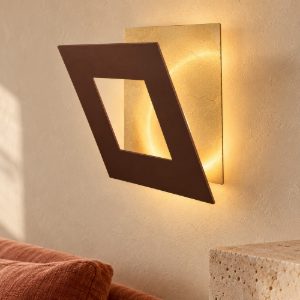 Applique quadrata corten oro per soggiorno led 40w 3000k 40cm