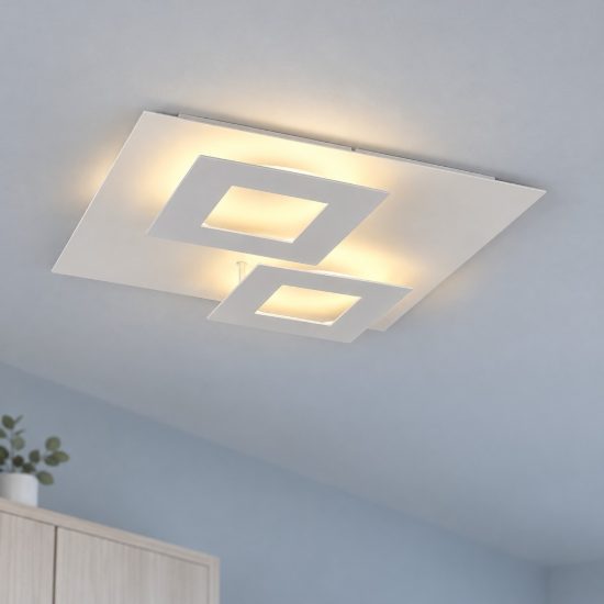 Plafoniera led 48w 3000k 50cm bianca design moderna per soggiorno