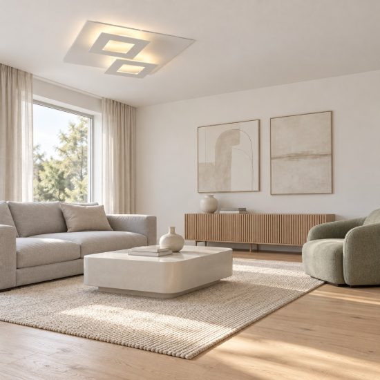 Plafoniera led 48w 3000k 50cm bianca design moderna per soggiorno