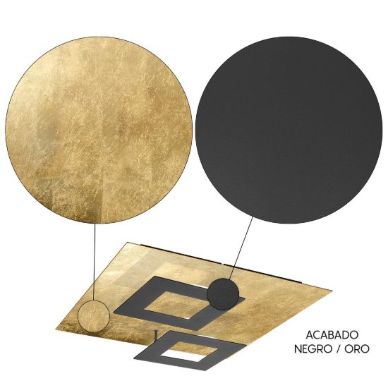 Plafoniera nero oro led 48w 3000k 50cm design moderna per soggiorno