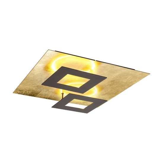 Plafoniera nero oro led 48w 3000k 50cm design moderna per soggiorno