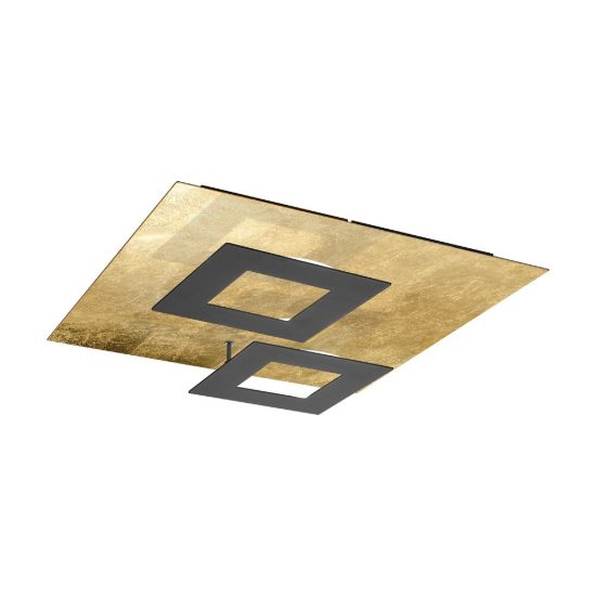 Plafoniera nero oro led 48w 3000k 50cm design moderna per soggiorno
