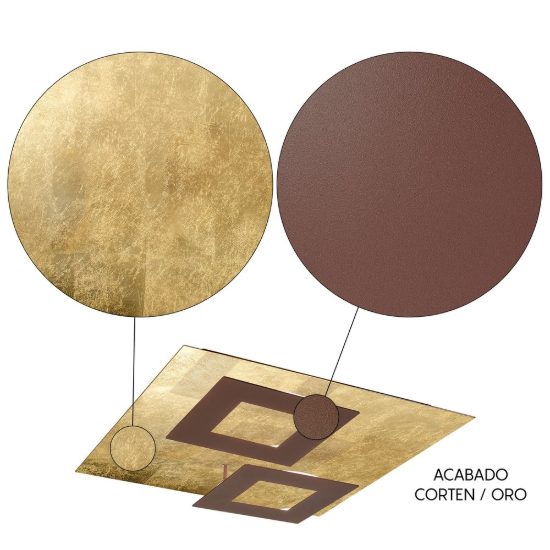 Plafoniera corten oro led 48w 3000k 50cm design moderna per soggiorno