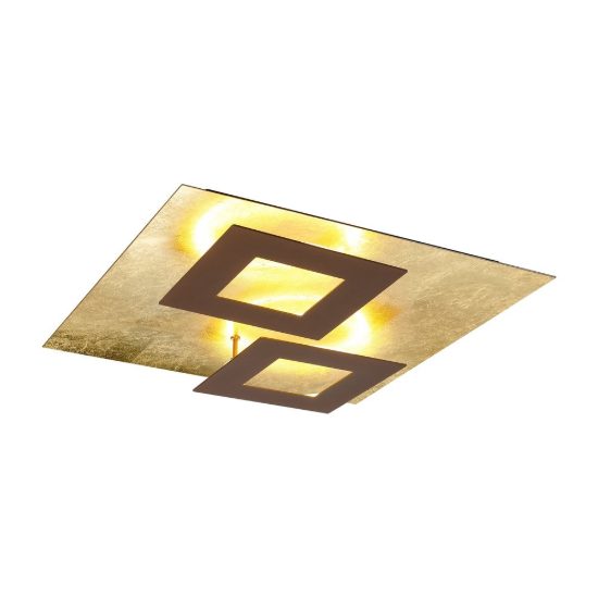 Plafoniera corten oro led 48w 3000k 50cm design moderna per soggiorno