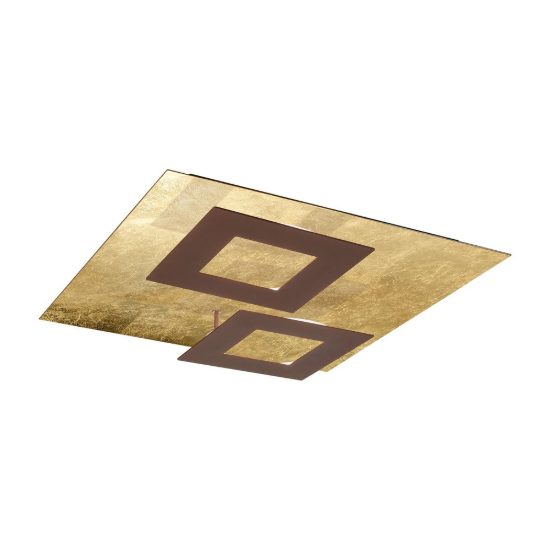 Plafoniera corten oro led 48w 3000k 50cm design moderna per soggiorno