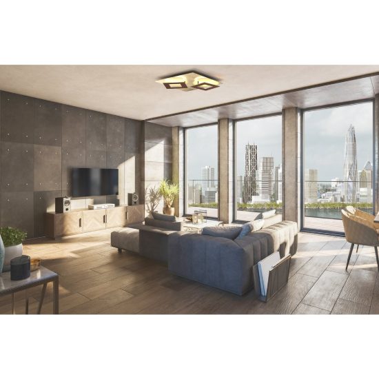 Plafoniera corten oro led 48w 3000k 50cm design moderna per soggiorno
