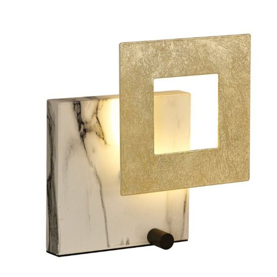 Abat-jour per camera da letto in marmo bianco e oro led 18w 3000k