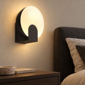 Applique nera design moderna per comodini camera da letto led 6w 3000k 20cm