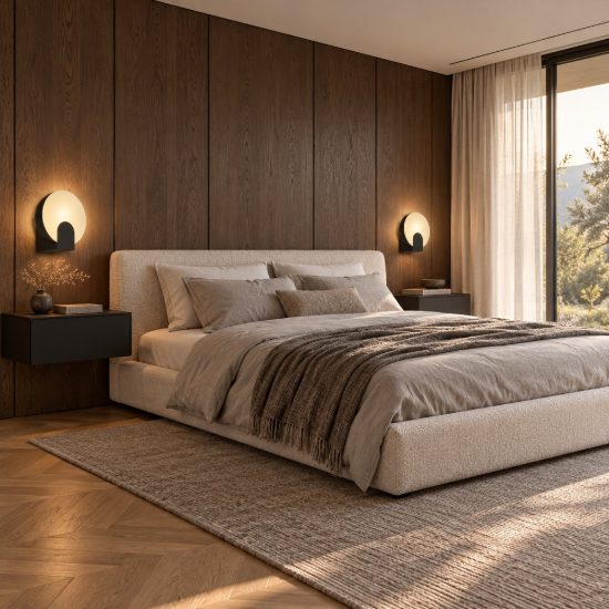 Applique nera design moderna per comodini camera da letto led 6w 3000k 20cm