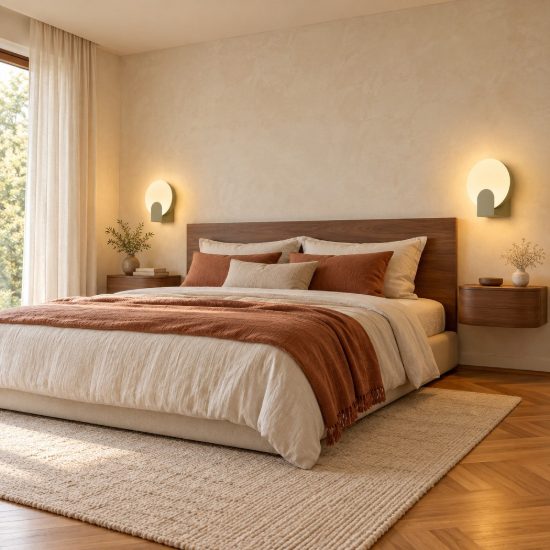 Applique design oro per comodino camera da letto moderna led 6w 3000k 20cm