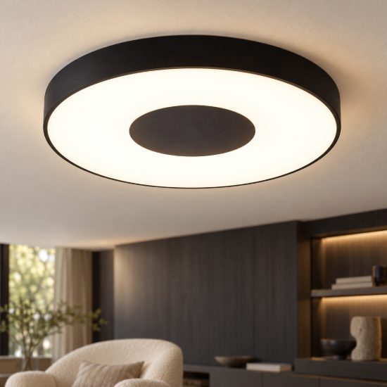 Plafoniera nera led 100w cct 2700k 5000k 65cm dimmerabile con telecomando