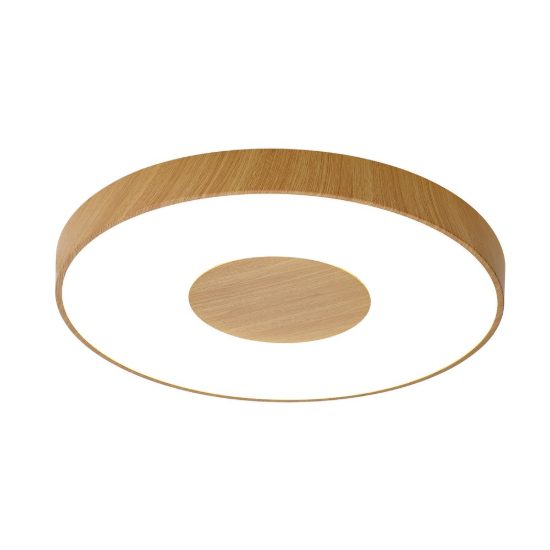 Plafoniera tonda legno led 100w cct 2700k 5000k 65cm dimmerabile con telecomando