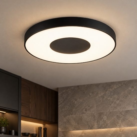 Plafoniera nera led 56w cct 2700k 5000k 38cm dimmerabile con controllo smart