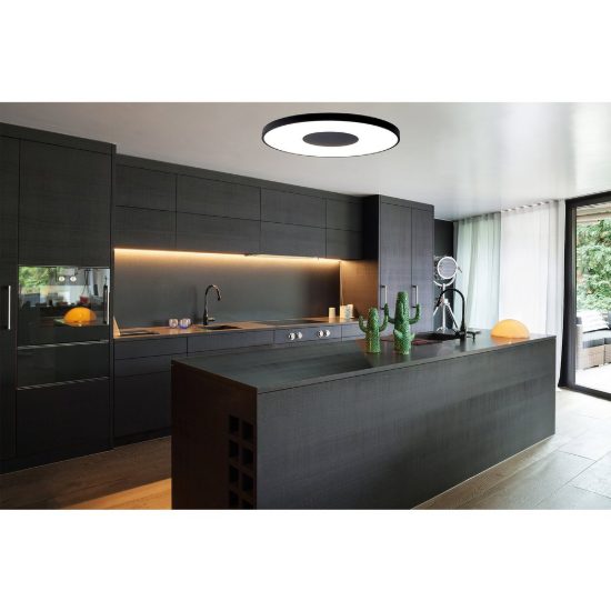 Plafoniera nera led 56w cct 2700k 5000k 38cm dimmerabile con controllo smart