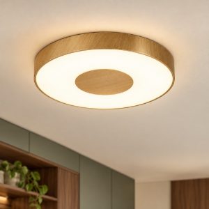 Plafoniera legno led 56w cct 2700k 5000k 38cm dimmerabile con controllo smart
