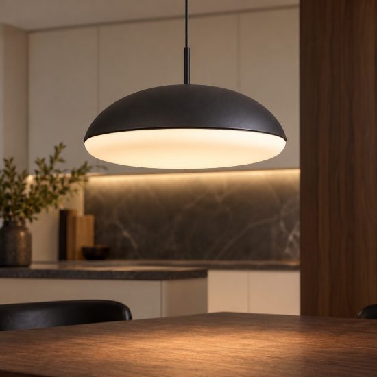 Lampadario per cucina moderna nero a sospensione 4 luci