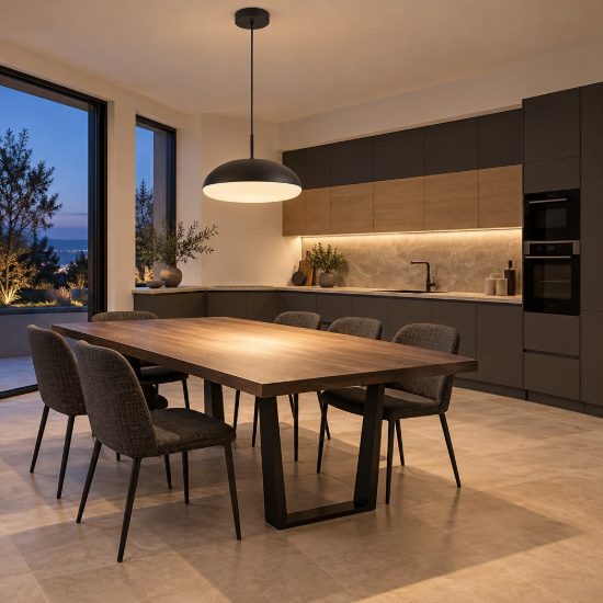Lampadario per cucina moderna nero a sospensione 4 luci
