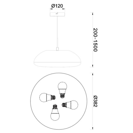 Lampadario per cucina moderna nero a sospensione 4 luci