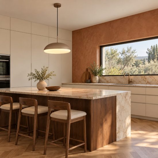 Lampadario a sospensione oro per cucina moderna 4 luci