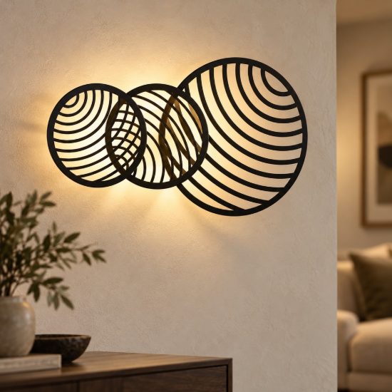 Applique da parete design moderna decorativa nera led 40w 3000k 69cm