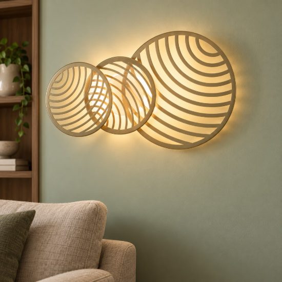 Applique da parete moderna design per soggiorno oro led 40w 3000k 69cm