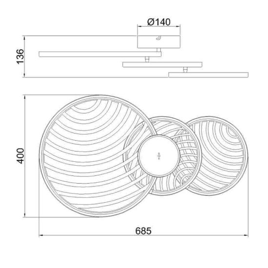 Applique da parete moderna design per soggiorno oro led 40w 3000k 69cm
