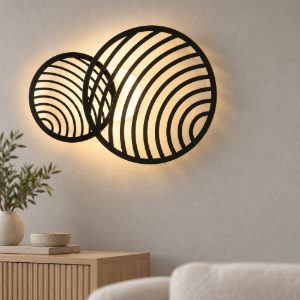 Applique decorativa design moderna nera led 30w 3000k 56cm