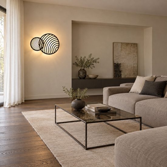 Applique decorativa design moderna nera led 30w 3000k 56cm
