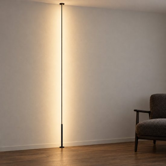 Piantana sospesa dal soffitto per salotto nera led 40w 3000k dimmerabile
