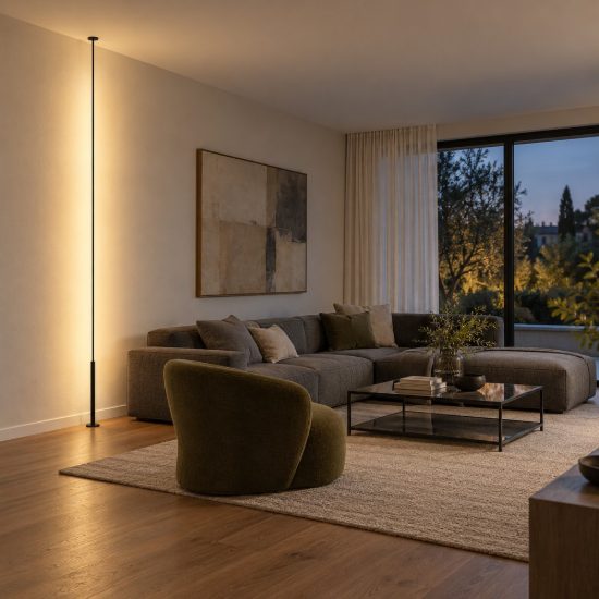 Piantana sospesa dal soffitto per salotto nera led 40w 3000k dimmerabile