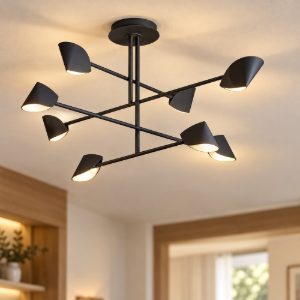 Lampadario per salone nero a sospensione led 61.5w 3000k design moderno
