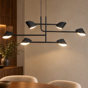 Lampadario per salotto nero a sospensione led 45w 3000k