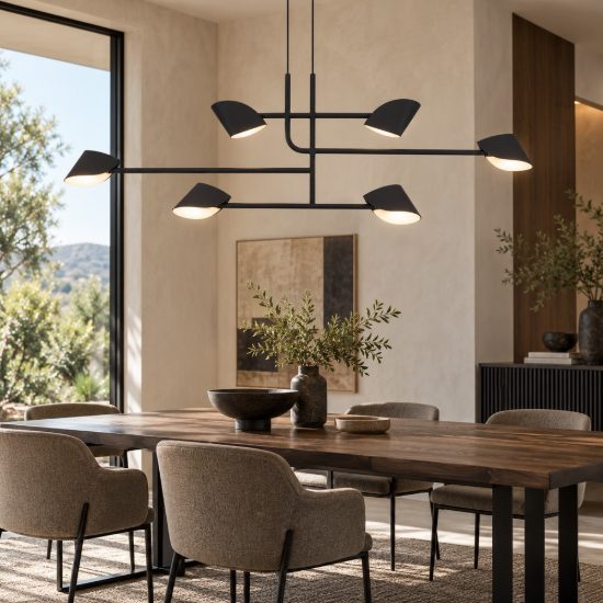 Lampadario per salotto nero a sospensione led 45w 3000k