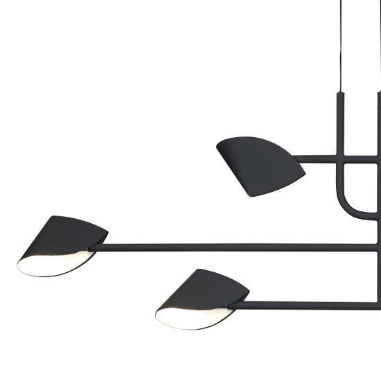 Lampadario per salotto nero a sospensione led 45w 3000k