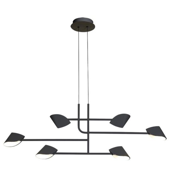 Lampadario per salotto nero a sospensione led 45w 3000k