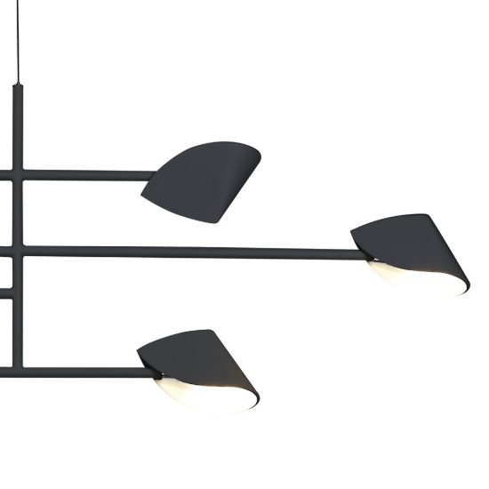 Lampadario per salotto nero a sospensione led 45w 3000k