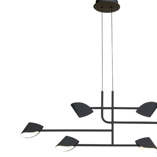 Lampadario per salotto nero a sospensione led 45w 3000k
