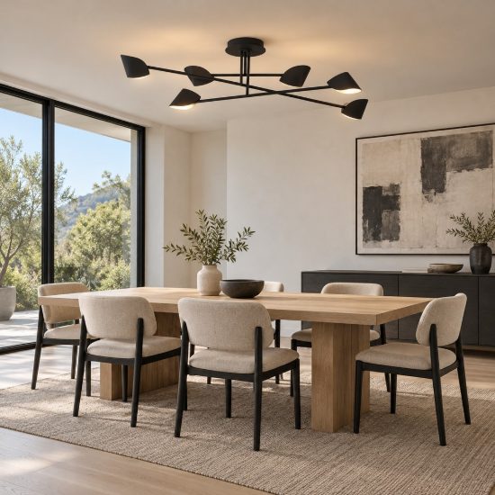 Plafoniera nera led 44.5w 3000k 115cm design moderna per soggiorno