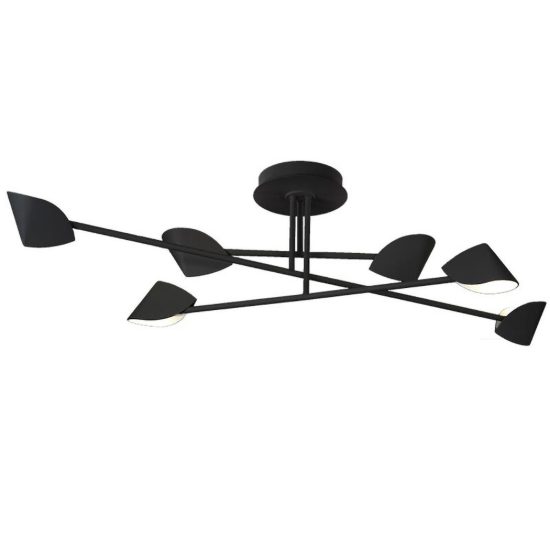 Plafoniera nera led 44.5w 3000k 115cm design moderna per soggiorno