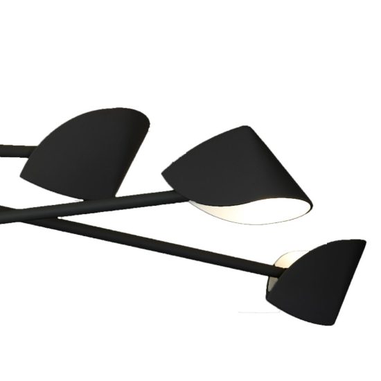 Plafoniera nera led 44.5w 3000k 115cm design moderna per soggiorno
