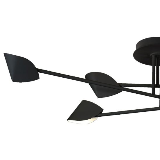 Plafoniera nera led 44.5w 3000k 115cm design moderna per soggiorno